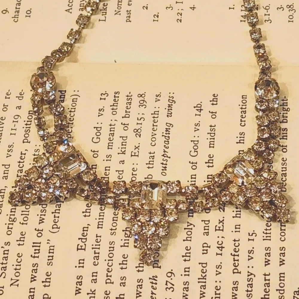Art Deco Wedding Necklace Vintage Crystal/Rhinestone 13.5